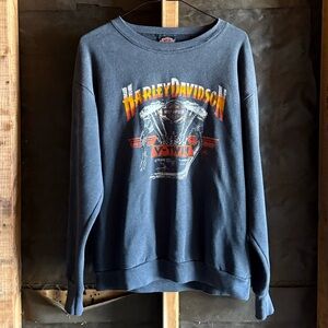 Harley-Davidson Navy Sweatshirt with Orange Logo